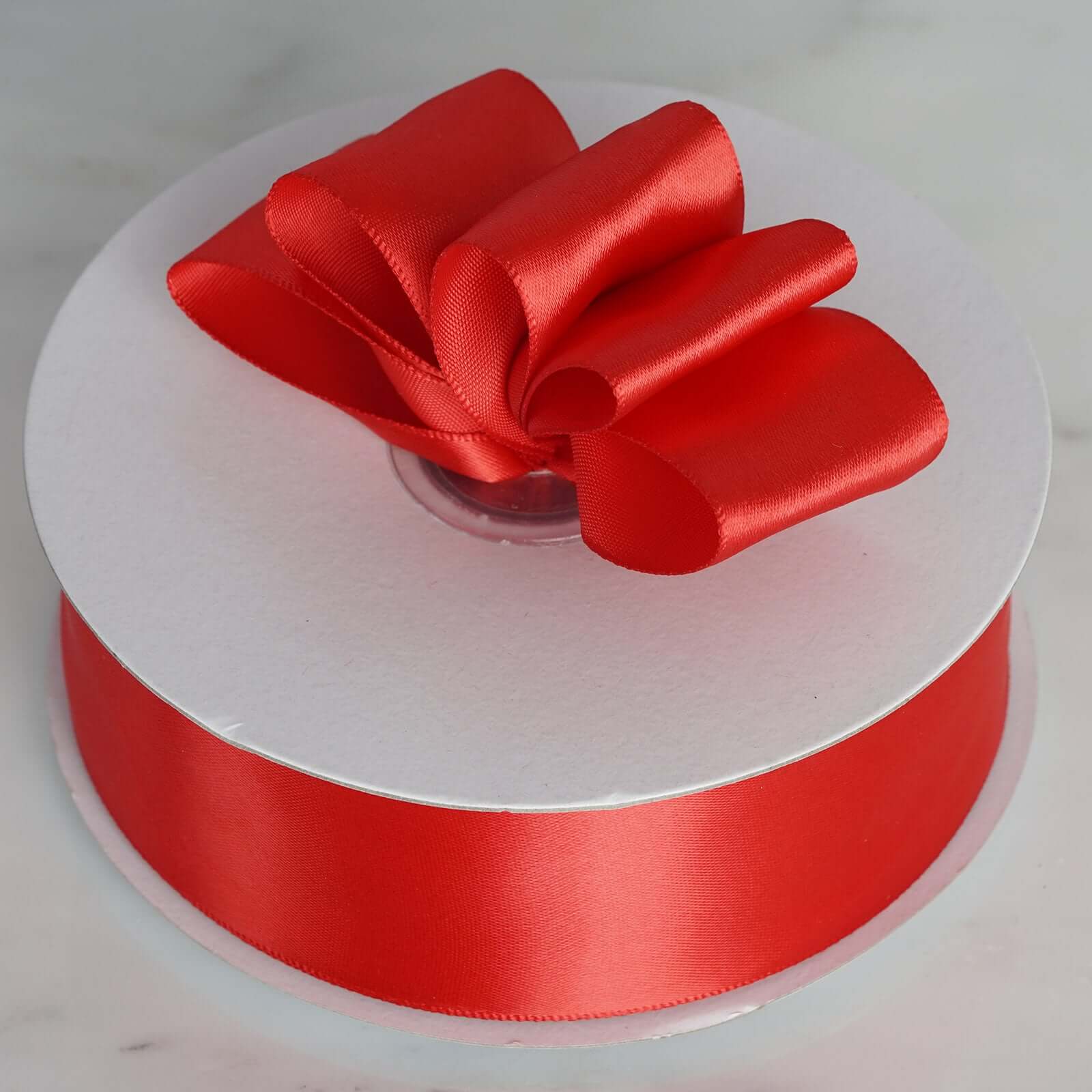 50 Yards 1.5" Red Single Face Decorative Satin Ribbon - Linen Luxes