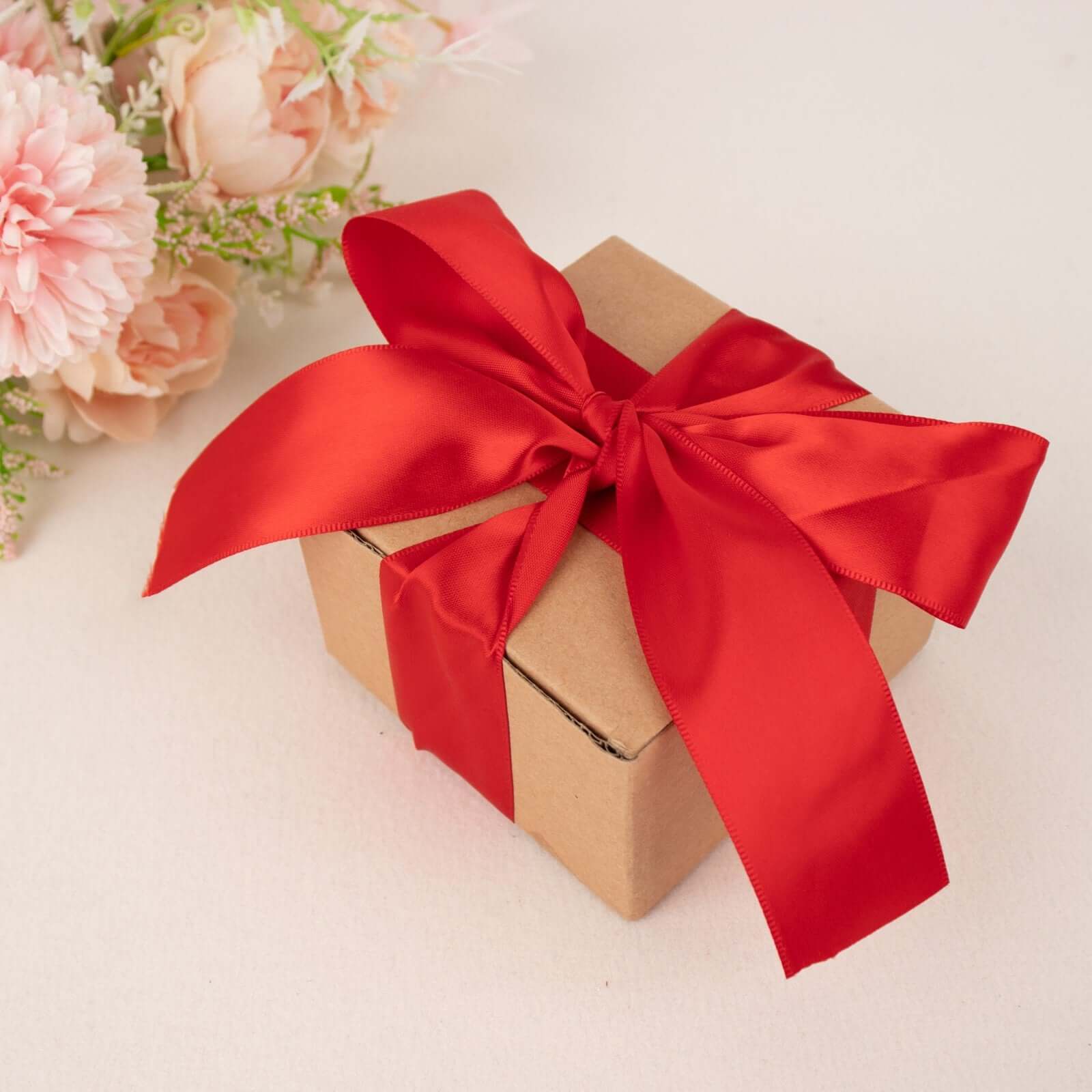 50 Yards 1.5" Red Single Face Decorative Satin Ribbon - Linen Luxes