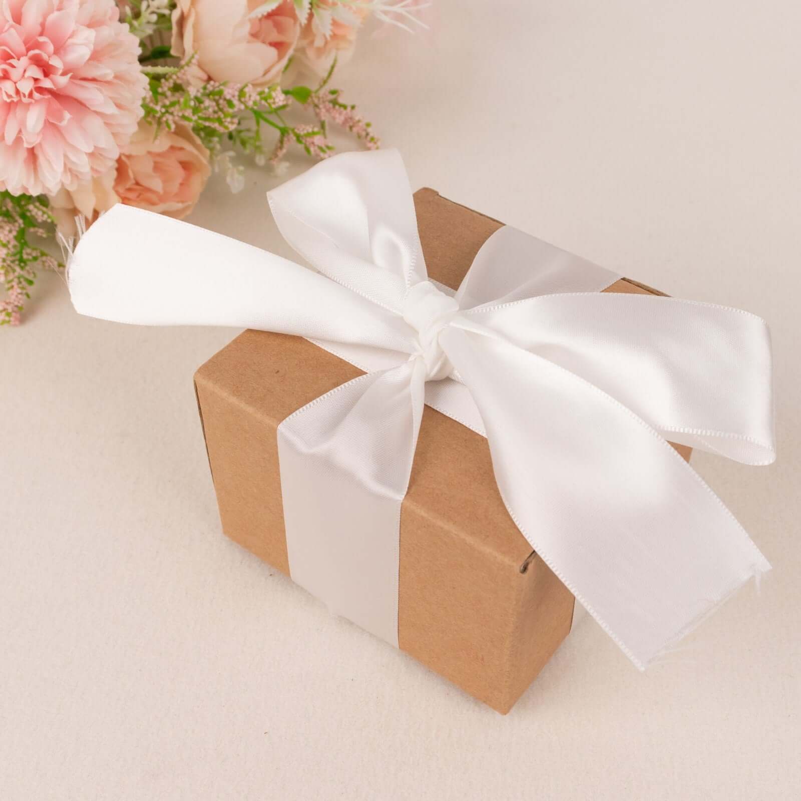 50 Yards 1.5" White Single Face Decorative Satin Ribbon - Linen Luxes