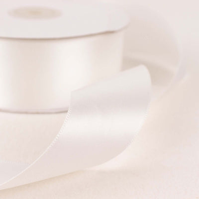 50 Yards 1.5" White Single Face Decorative Satin Ribbon - Linen Luxes