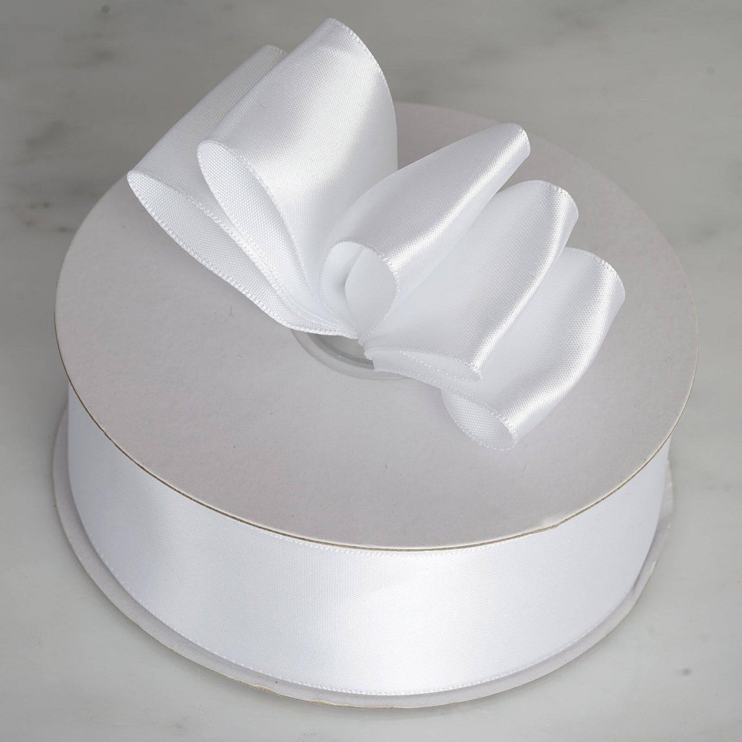 50 Yards 1.5" White Single Face Decorative Satin Ribbon - Linen Luxes