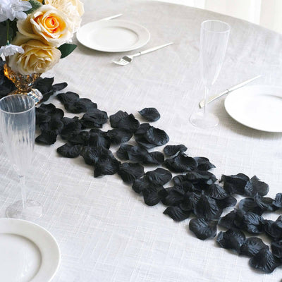 500 - Pack Rose Petals Round Design Black Silk Confetti - Decorative Scatters for Tables and Floors - Linen Luxes