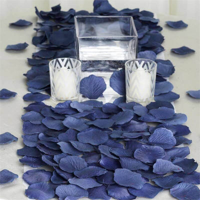 500 - Pack Rose Petals Round Design Navy Blue Silk Confetti - Decorative Scatters for Tables and Floors - Linen Luxes
