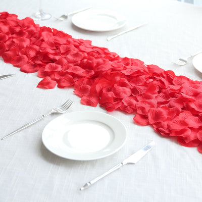 500 - Pack Rose Petals Round Design Red Silk Confetti - Decorative Scatters for Tables and Floors - Linen Luxes