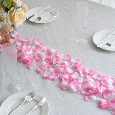 500 - Pack Rose Petals Round Design White Pink Silk Confetti - Decorative Scatters for Tables and Floors - Linen Luxes