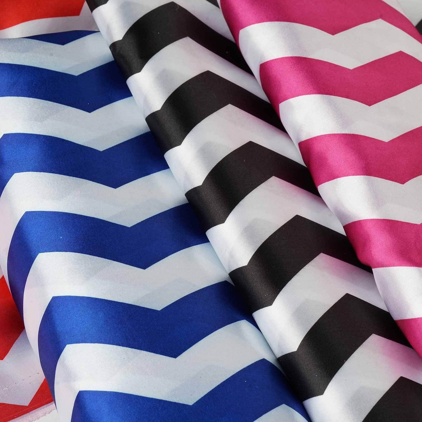 54"x10 Yards Champagne White Chevron Print Satin Fabric Roll, Zig Zag DIY Craft Fabric Bolt - Linen Luxes