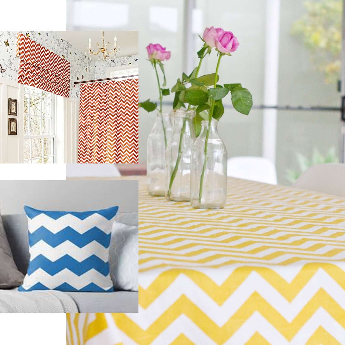 54"x10 Yards Champagne White Chevron Print Satin Fabric Roll, Zig Zag DIY Craft Fabric Bolt - Linen Luxes