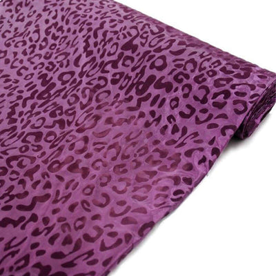 54"x10 Yards Eggplant Leopard Print Taffeta Fabric Roll, DIY Animal Print Fabric Bolt - Linen Luxes