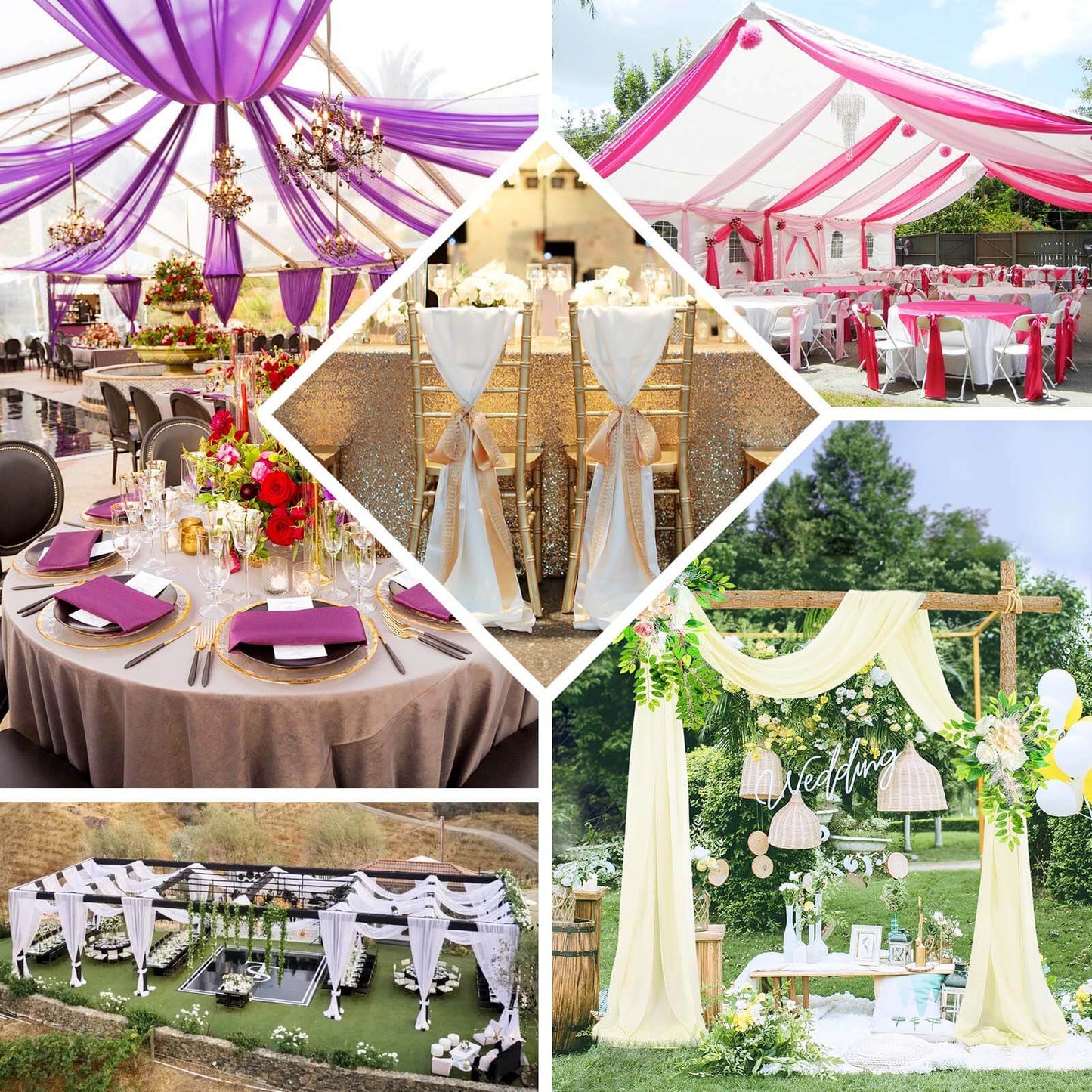 54"x10 Yards Gold Polyester Fabric Bolt DIY Craft Fabric Roll - Linen Luxes