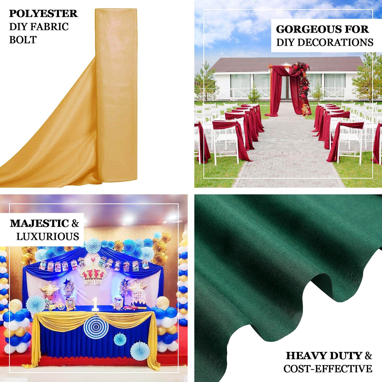 54"x10 Yards White Polyester Fabric Bolt DIY Craft Fabric Roll - Linen Luxes