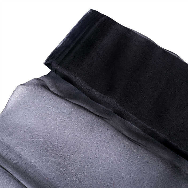54"x10yd Black Solid Sheer Chiffon Fabric Bolt, DIY Voile Drapery Fabric - Linen Luxes