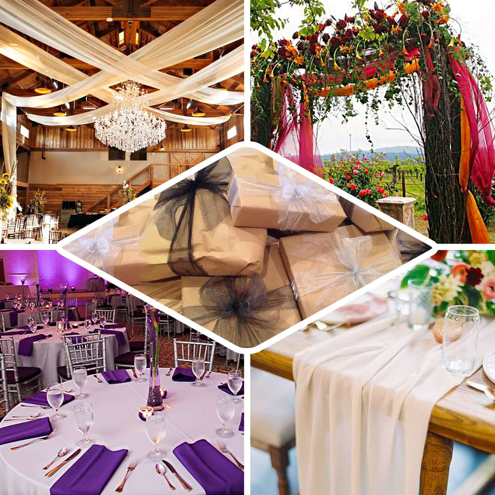 54"x10yd Ivory Solid Sheer Chiffon Fabric Bolt, DIY Voile Drapery Fabric - Linen Luxes