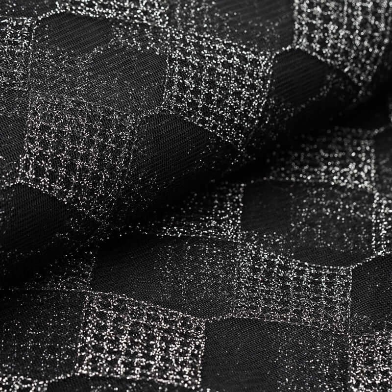 54"x4 Yards Black Silver Buffalo Plaid Polyester Fabric Roll, Checkered Netting DIY Craft Fabric Bolt - Linen Luxes