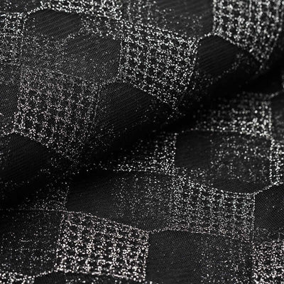 54"x4 Yards Black Silver Buffalo Plaid Polyester Fabric Roll, Checkered Netting DIY Craft Fabric Bolt - Linen Luxes