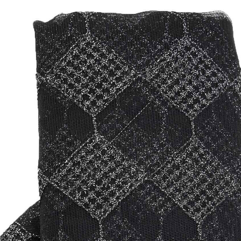54"x4 Yards Black Silver Buffalo Plaid Polyester Fabric Roll, Checkered Netting DIY Craft Fabric Bolt - Linen Luxes