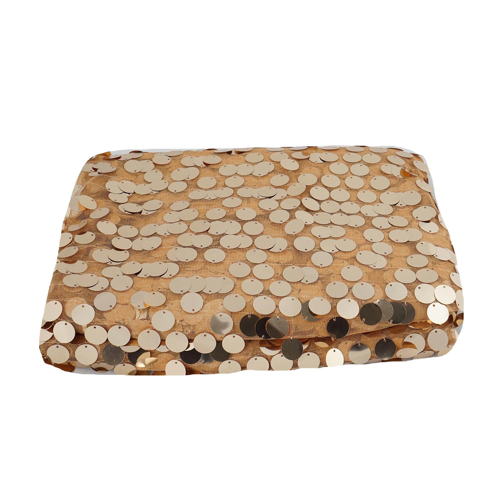 54"x4 Yards Gold Big Payette Sequin Fabric Roll, Mesh Sequin DIY Craft Fabric Bolt - Linen Luxes