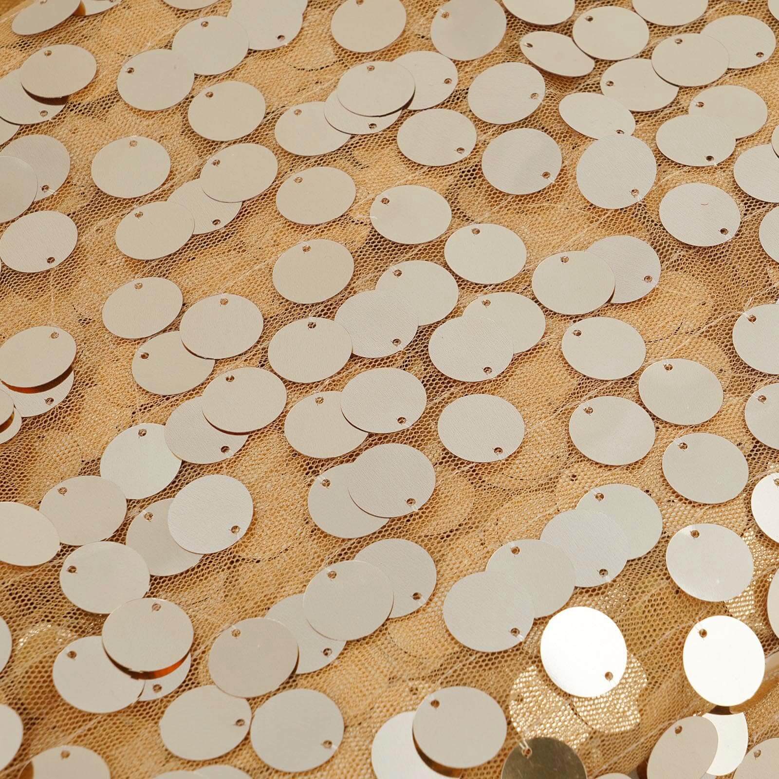 54"x4 Yards Gold Big Payette Sequin Fabric Roll, Mesh Sequin DIY Craft Fabric Bolt - Linen Luxes