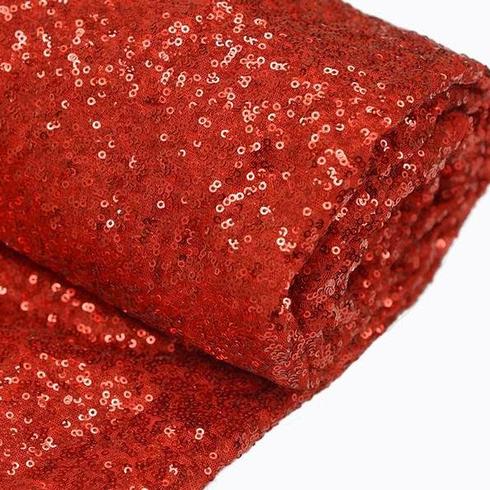 54"x4 Yards Red Sequin Fabric Bolt, Sparkly DIY Craft Fabric Roll - Linen Luxes