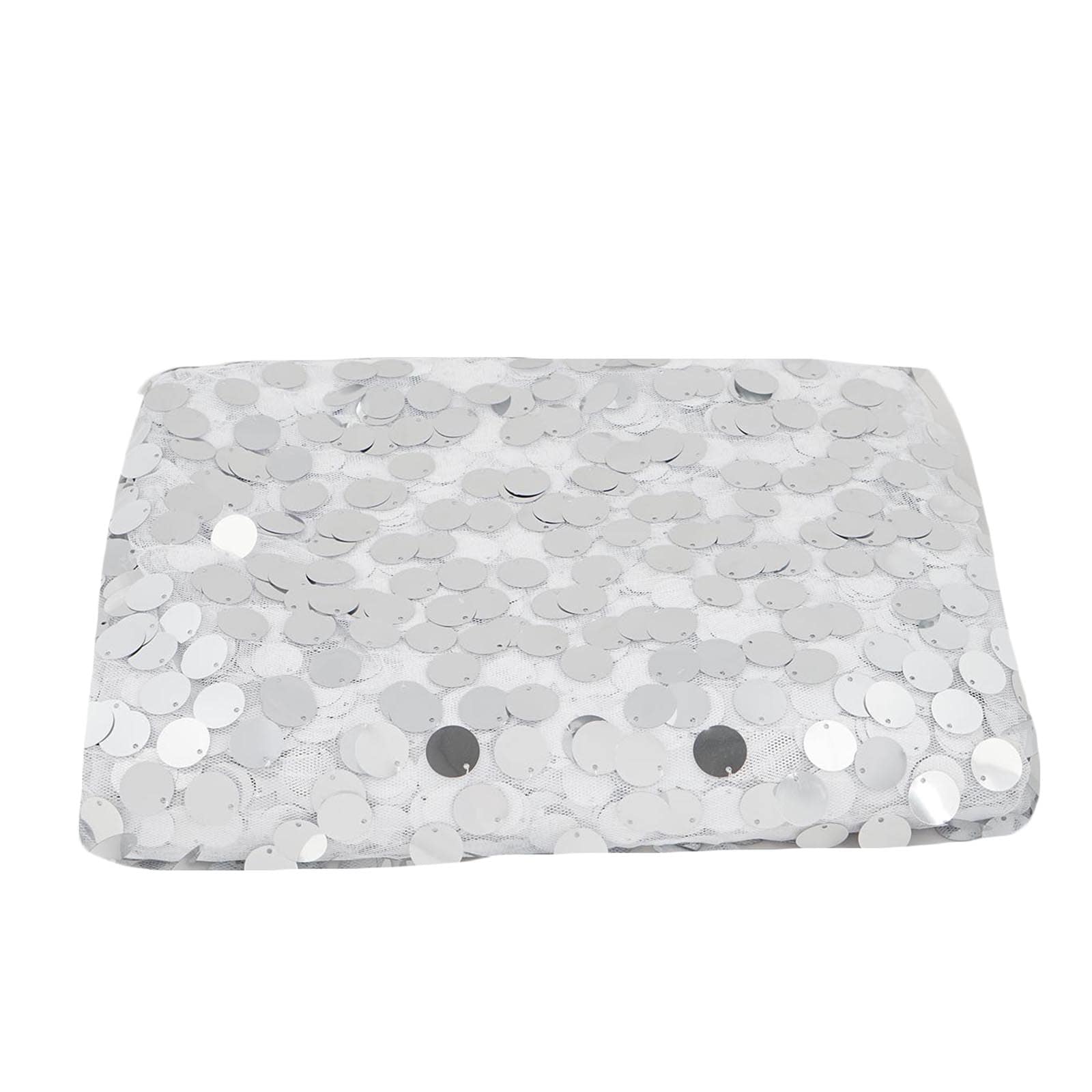54"x4 Yards Silver Big Payette Sequin Fabric Roll, Mesh Sequin DIY Craft Fabric Bolt - Linen Luxes