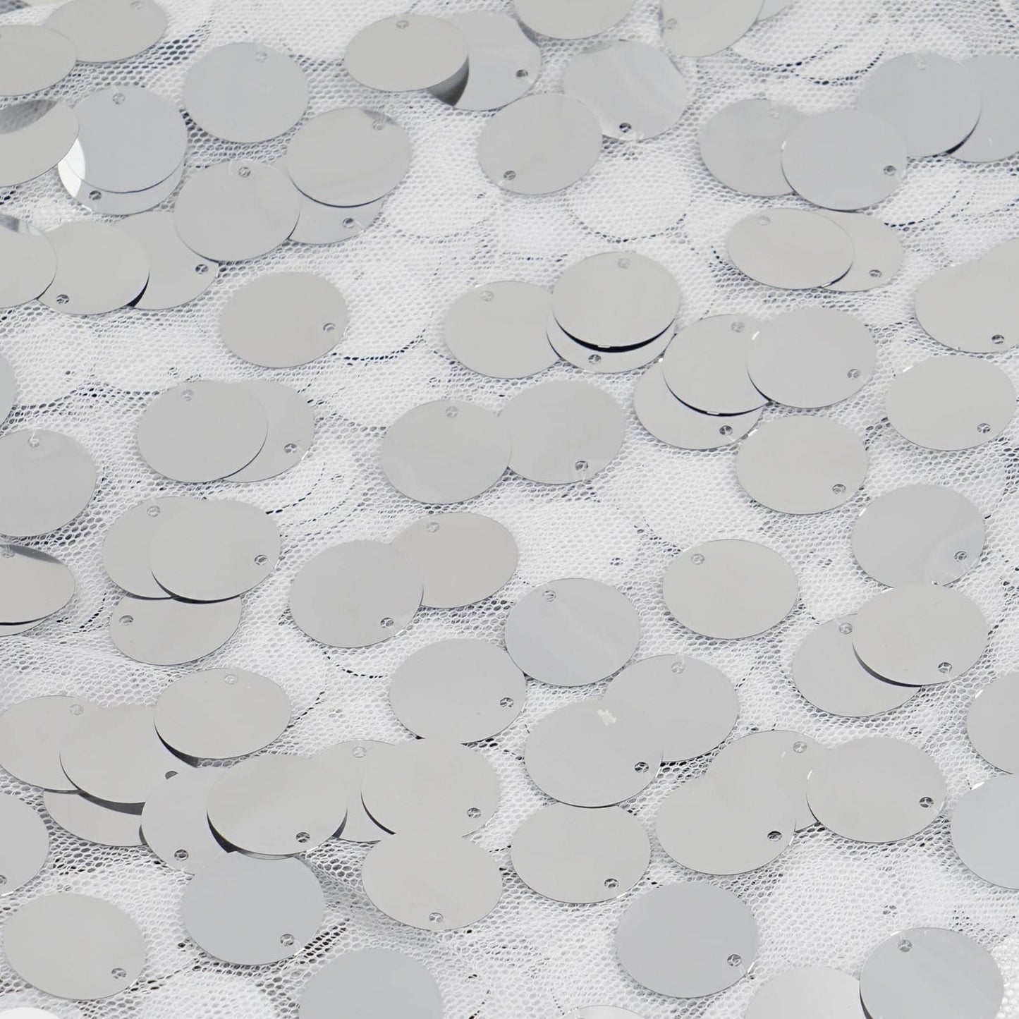 54"x4 Yards Silver Big Payette Sequin Fabric Roll, Mesh Sequin DIY Craft Fabric Bolt - Linen Luxes