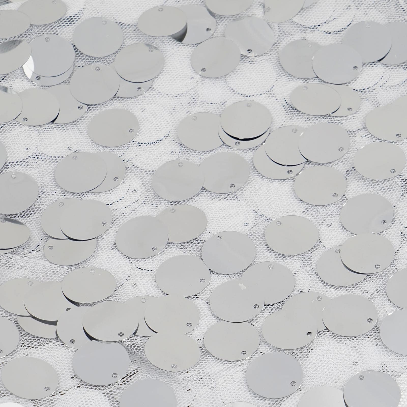 54"x4 Yards Silver Big Payette Sequin Fabric Roll, Mesh Sequin DIY Craft Fabric Bolt - Linen Luxes