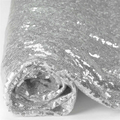 54"x4 Yards Silver Sequin Fabric Bolt, Sparkly DIY Craft Fabric Roll - Linen Luxes