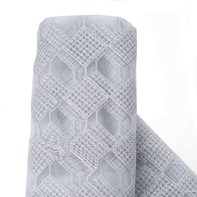 54"x4 Yards Silver White Buffalo Plaid Polyester Fabric Roll, Checkered Netting DIY Craft Fabric Bolt - Linen Luxes