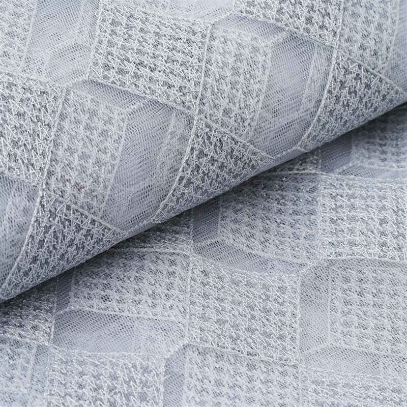 54"x4 Yards Silver White Buffalo Plaid Polyester Fabric Roll, Checkered Netting DIY Craft Fabric Bolt - Linen Luxes