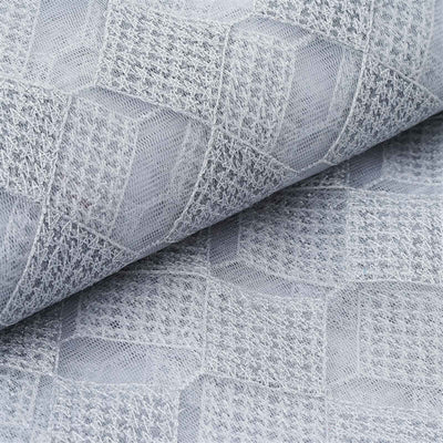 54"x4 Yards Silver White Buffalo Plaid Polyester Fabric Roll, Checkered Netting DIY Craft Fabric Bolt - Linen Luxes