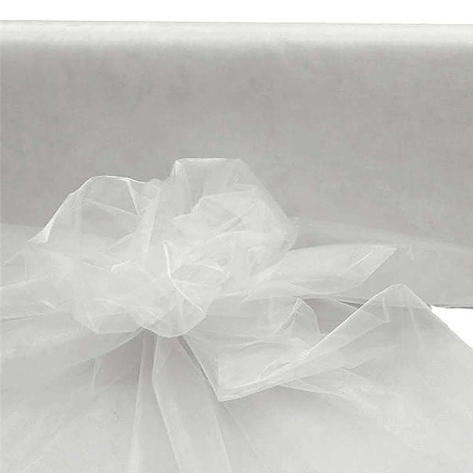 54"x40 Yards White Sheer Organza Fabric Bolt, DIY Craft Fabric Roll - Linen Luxes