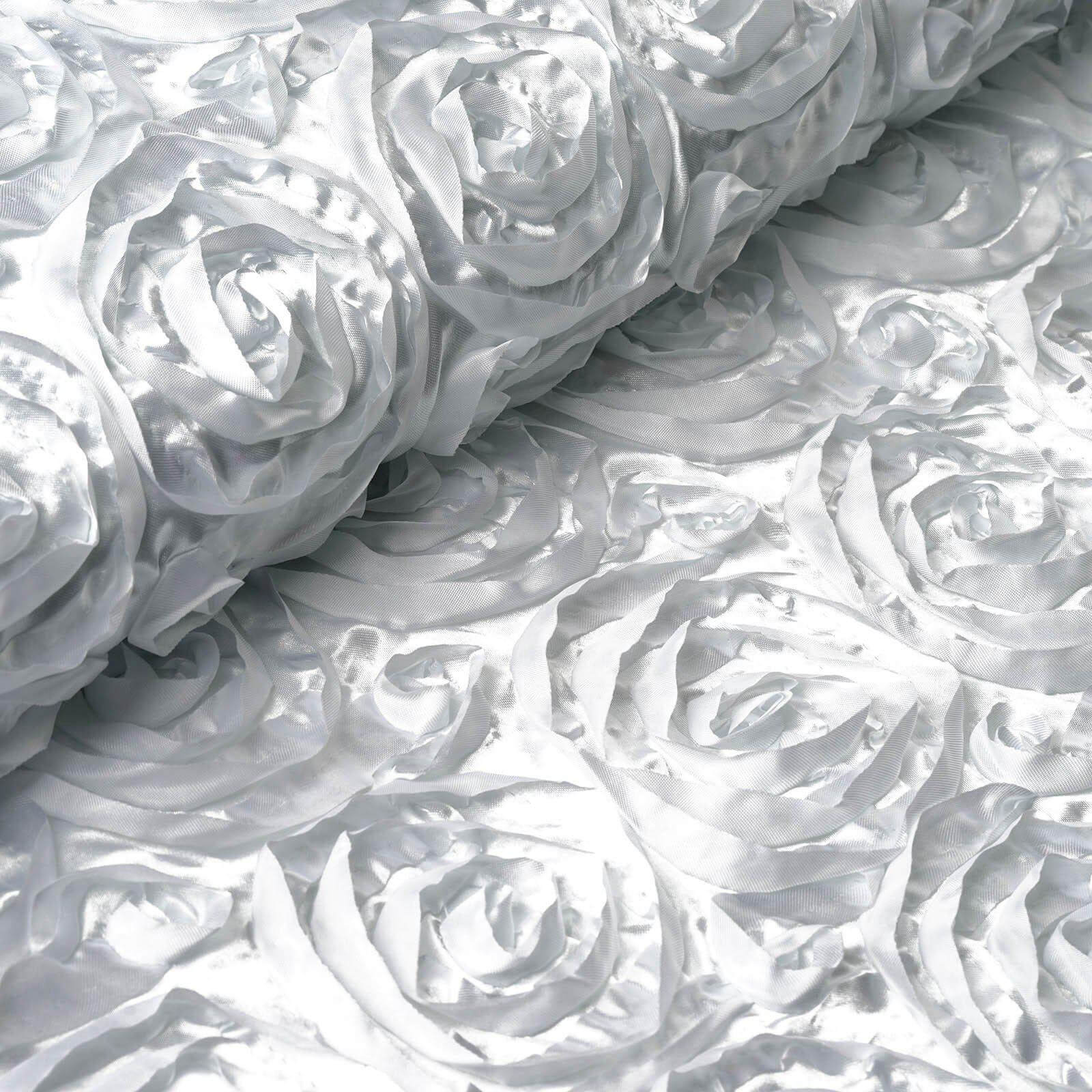 54"x4yd White Satin Rosette Fabric By The Bolt, DIY Craft Fabric Roll - Linen Luxes