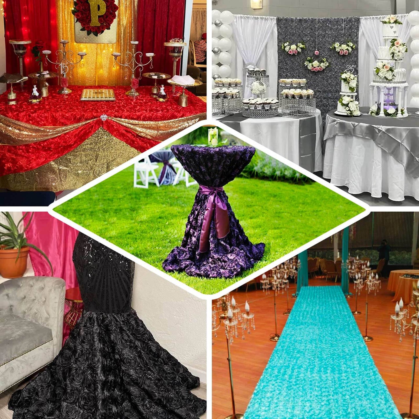 54"x4yd White Satin Rosette Fabric By The Bolt, DIY Craft Fabric Roll - Linen Luxes