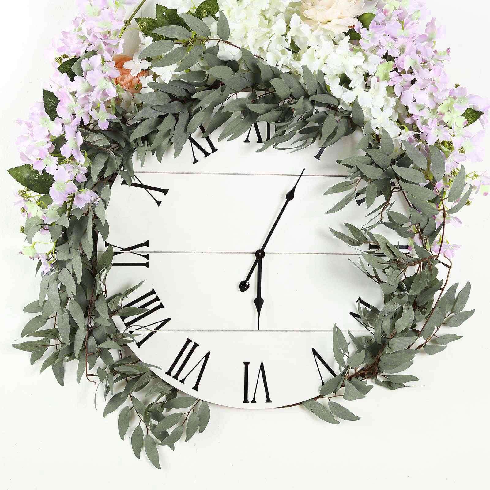 5ft Frosted Real Touch Artificial Willow Leaf Garland, Flexible Vine - Linen Luxes