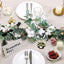 5ft Green Artificial Eucalyptus Leaf, White Cotton Ball Garland Vine - Linen Luxes