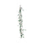 5ft Green Artificial Eucalyptus Leaf, White Cotton Ball Garland Vine - Linen Luxes