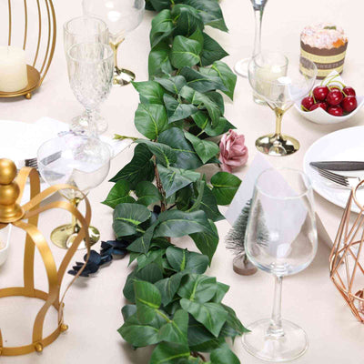 5ft Green Real Touch Artificial Poplar Leaf Garland, Flexible Vine - Linen Luxes