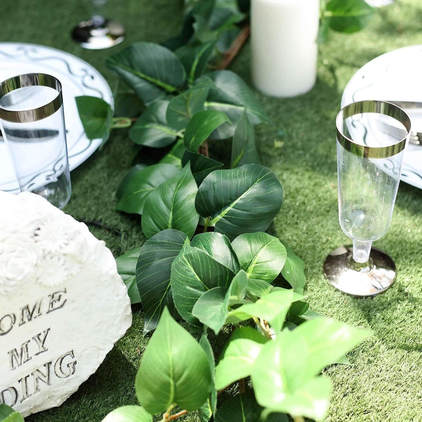 5ft Green Real Touch Artificial Poplar Leaf Garland, Flexible Vine - Linen Luxes