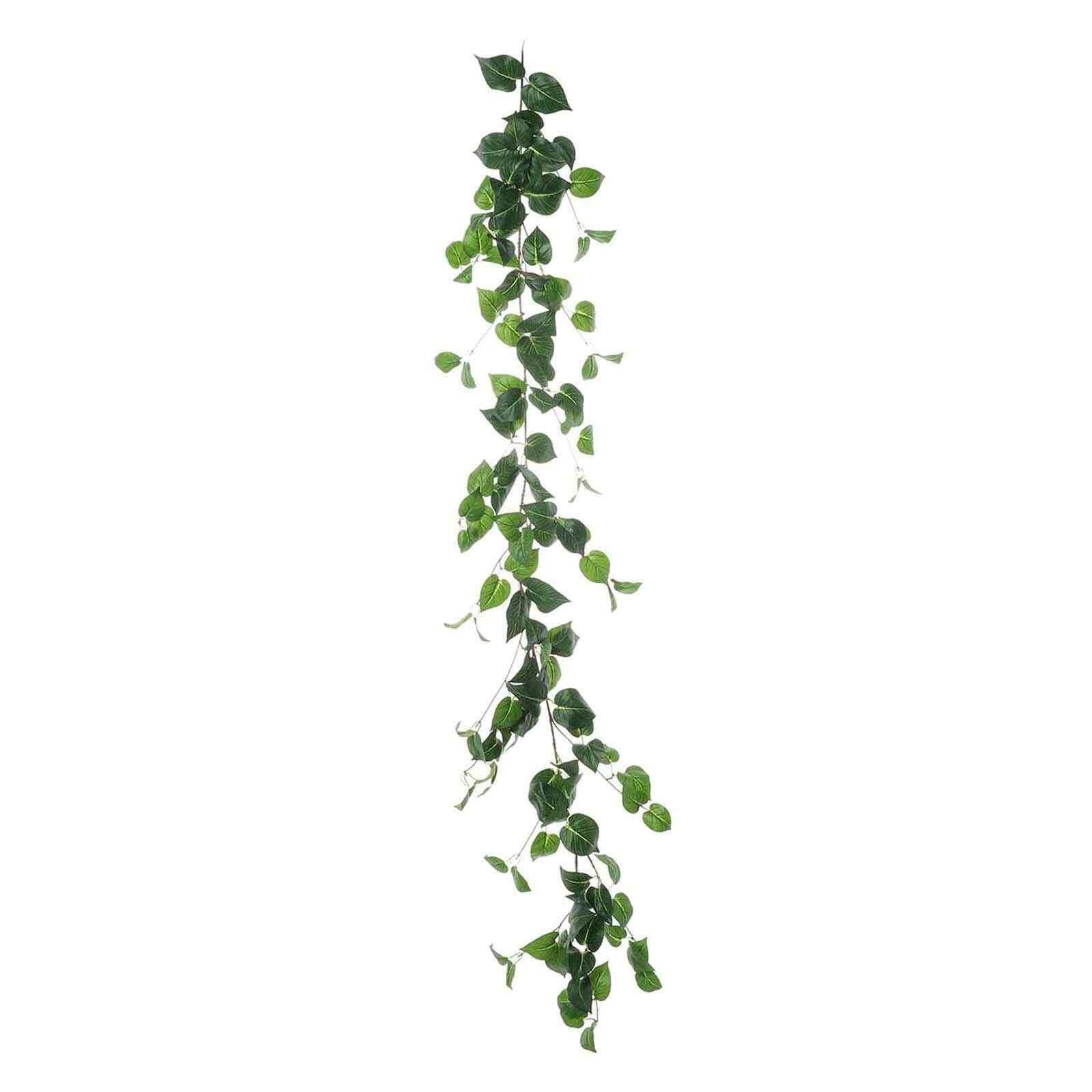 5ft Green Real Touch Artificial Poplar Leaf Garland, Flexible Vine - Linen Luxes