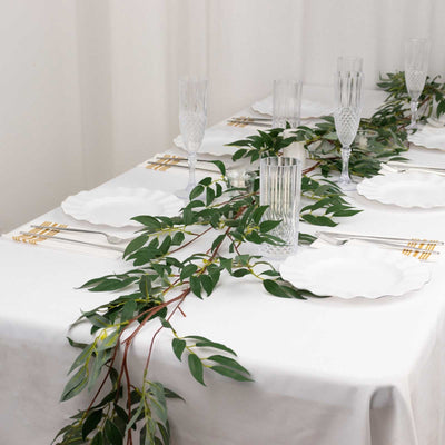 5ft Green Real Touch Artificial Willow Leaf Garland, Flexible Vine - Linen Luxes