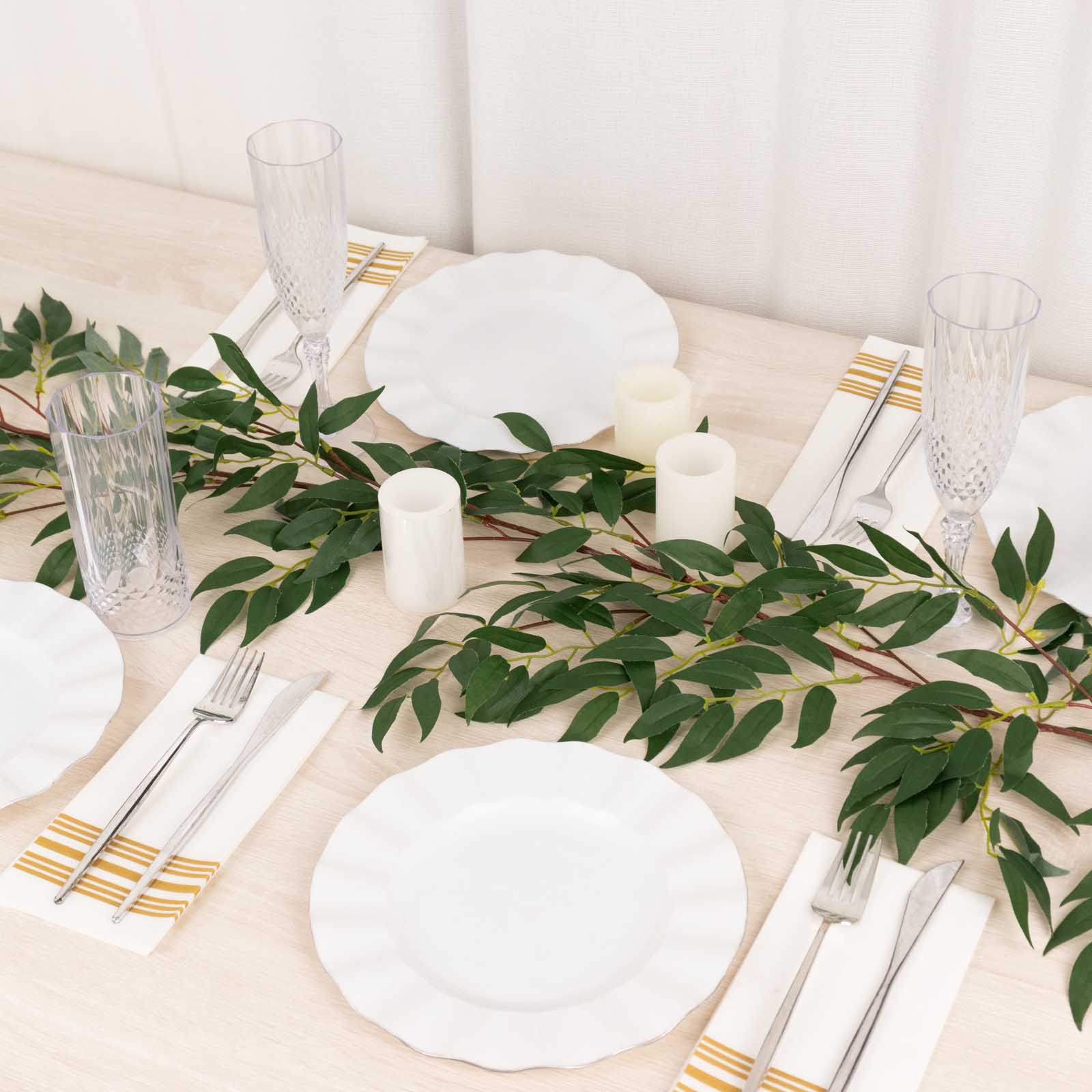 5ft Green Real Touch Artificial Willow Leaf Garland, Flexible Vine - Linen Luxes