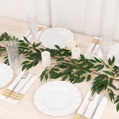 5ft Green Real Touch Artificial Willow Leaf Garland, Flexible Vine - Linen Luxes