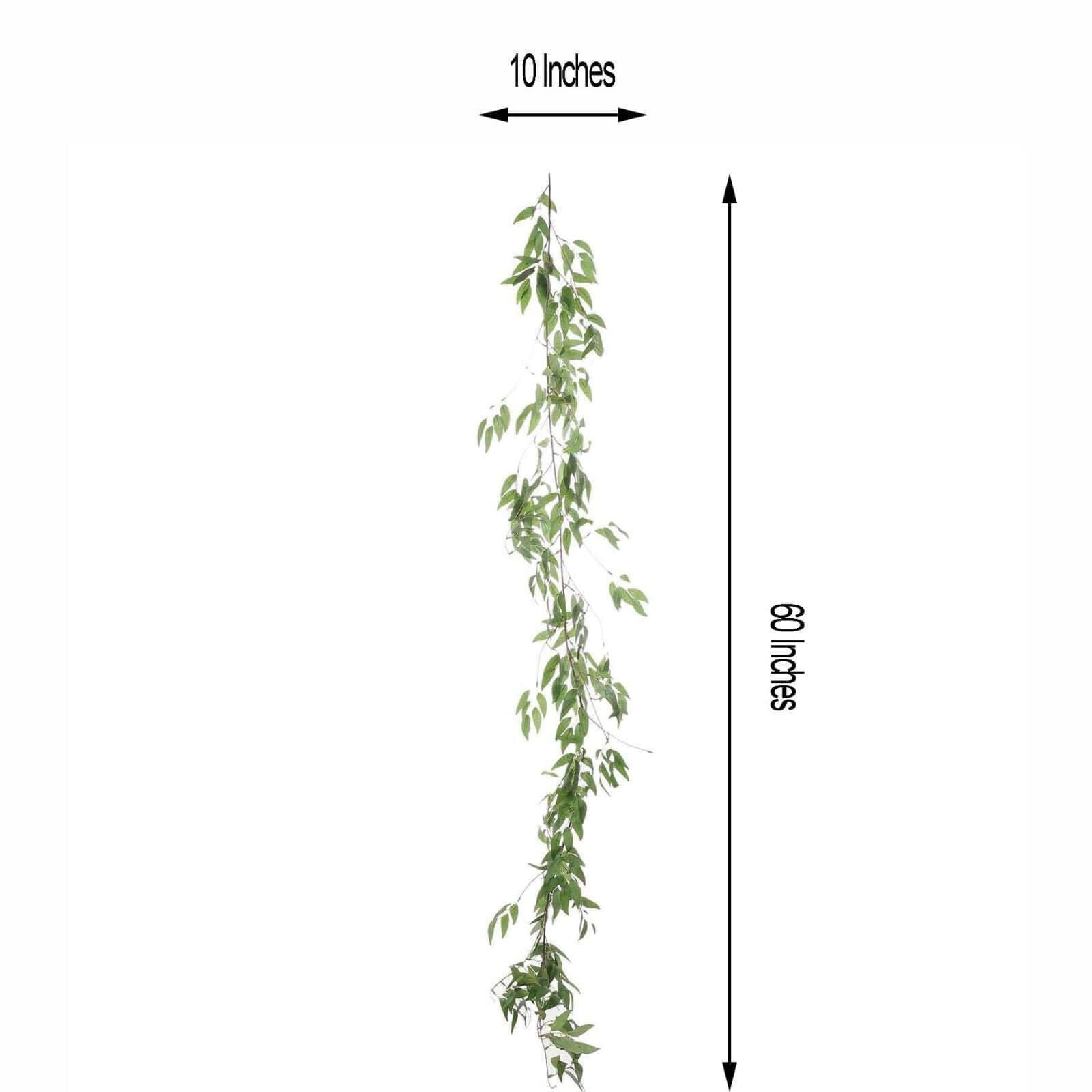 5ft Green Real Touch Artificial Willow Leaf Garland, Flexible Vine - Linen Luxes