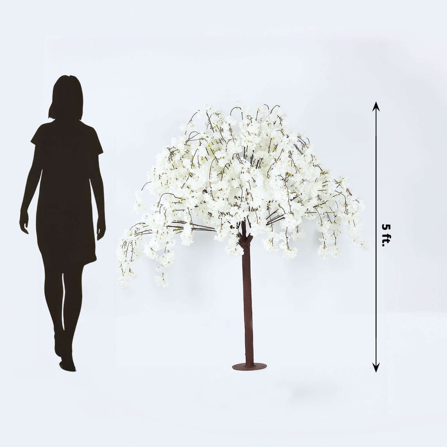 5ft Artificial Cherry Blossom Tree White â€“ Silk Sakura Wishing Tree with Sturdy Metal Base & Realistic Fiberglass Trunk