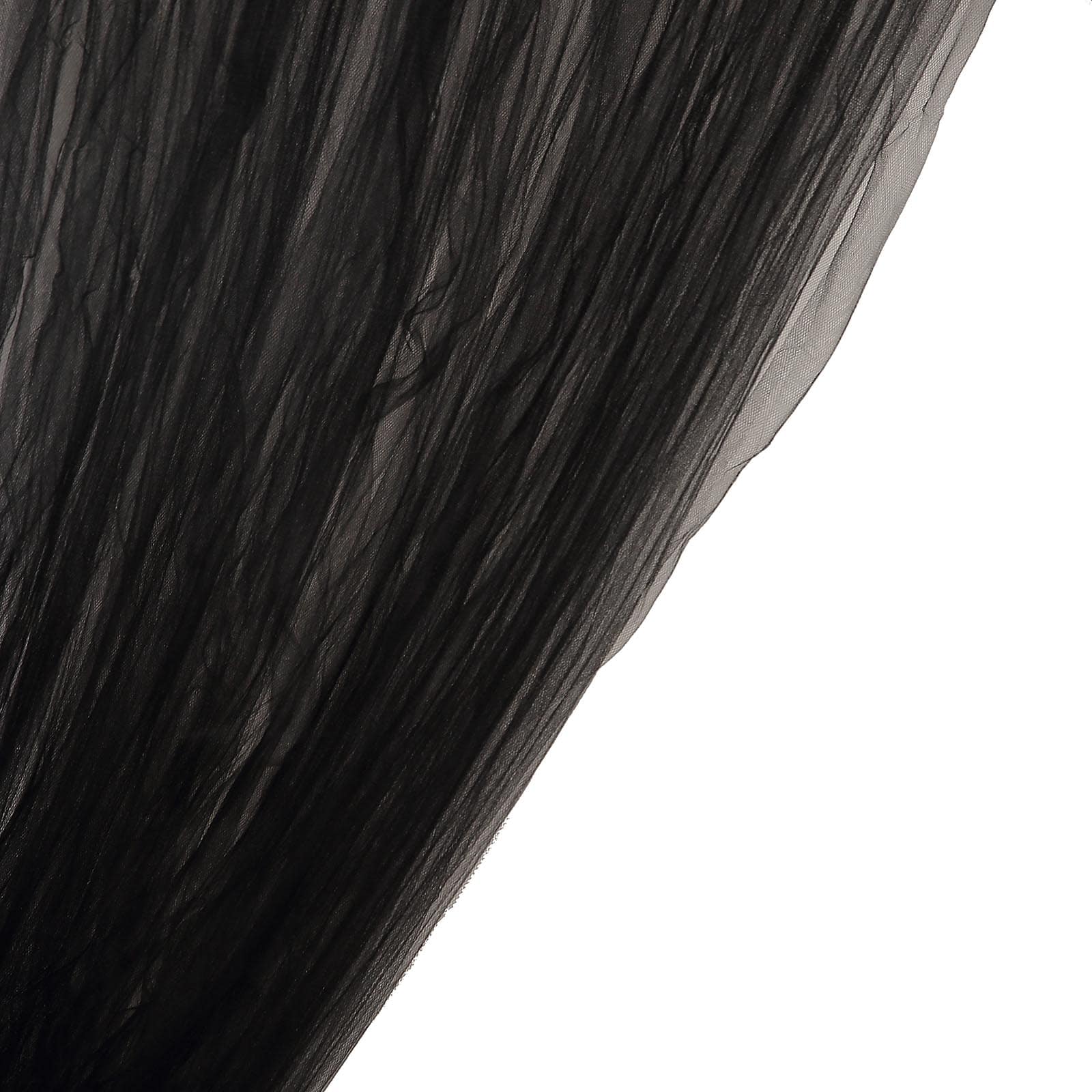 5ftx10ft Black Dual Sided Sheer Tulle Event Curtain Drapes With Satin Header, Rod Ready Backdrop Event Panel - Linen Luxes