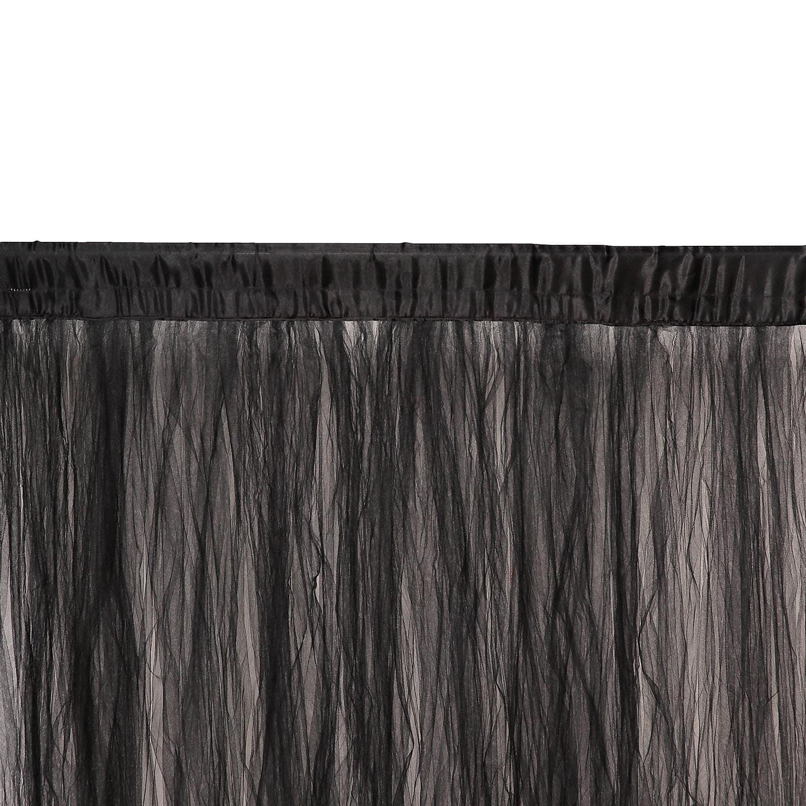 5ftx10ft Black Dual Sided Sheer Tulle Event Curtain Drapes With Satin Header, Rod Ready Backdrop Event Panel - Linen Luxes