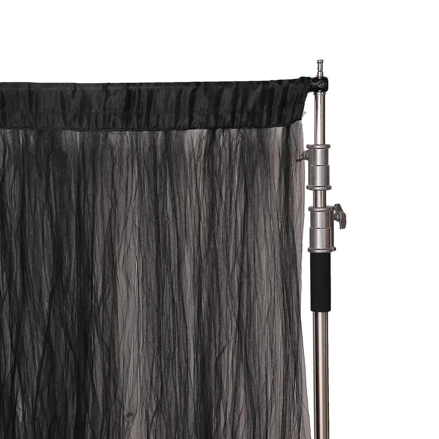 5ftx10ft Black Dual Sided Sheer Tulle Event Curtain Drapes With Satin Header, Rod Ready Backdrop Event Panel - Linen Luxes