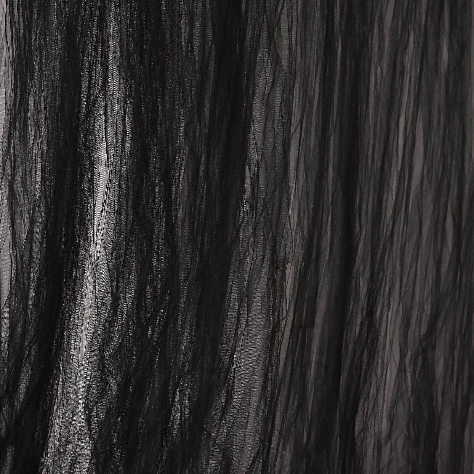 5ftx10ft Black Dual Sided Sheer Tulle Event Curtain Drapes With Satin Header, Rod Ready Backdrop Event Panel - Linen Luxes