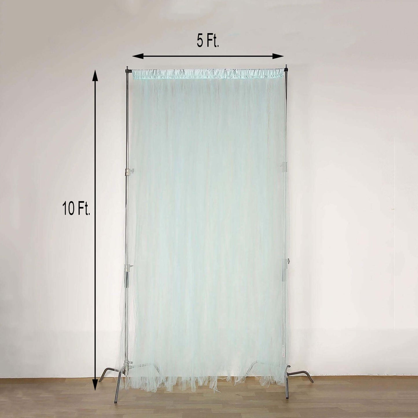 5ftx10ft Light Blue Dual Sided Sheer Tulle Event Curtain Drapes With Satin Header, Rod Ready Backdrop Event Panel - Linen Luxes