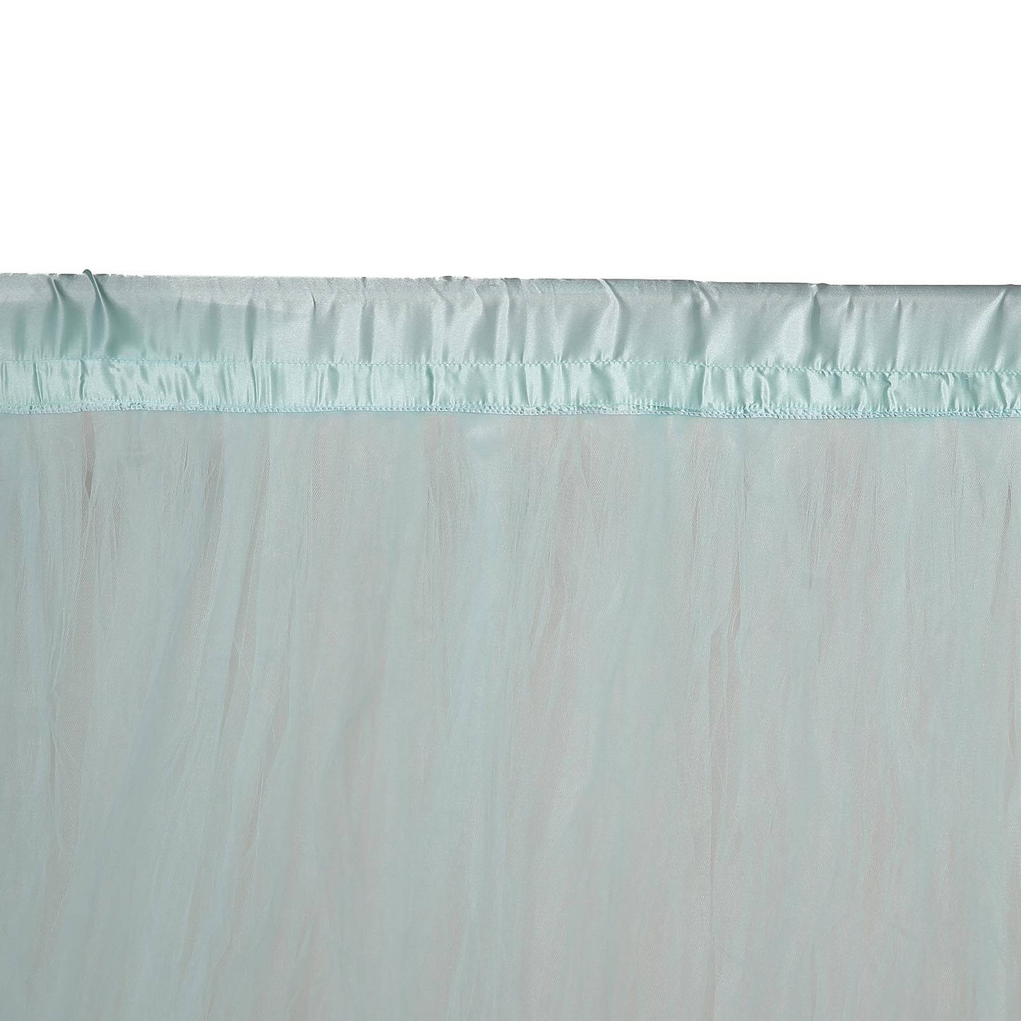 5ftx10ft Light Blue Dual Sided Sheer Tulle Event Curtain Drapes With Satin Header, Rod Ready Backdrop Event Panel - Linen Luxes