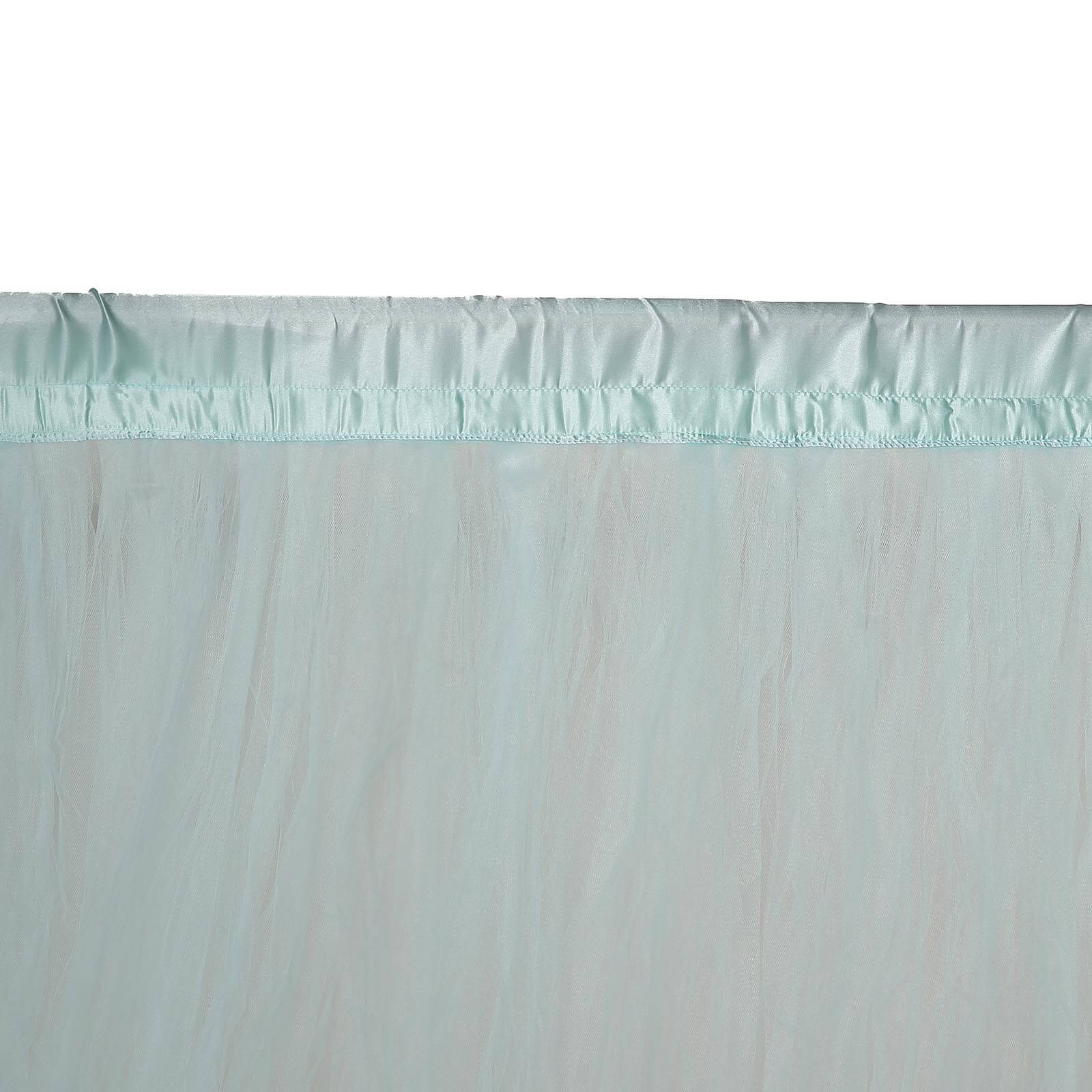 5ftx10ft Light Blue Dual Sided Sheer Tulle Event Curtain Drapes With Satin Header, Rod Ready Backdrop Event Panel - Linen Luxes